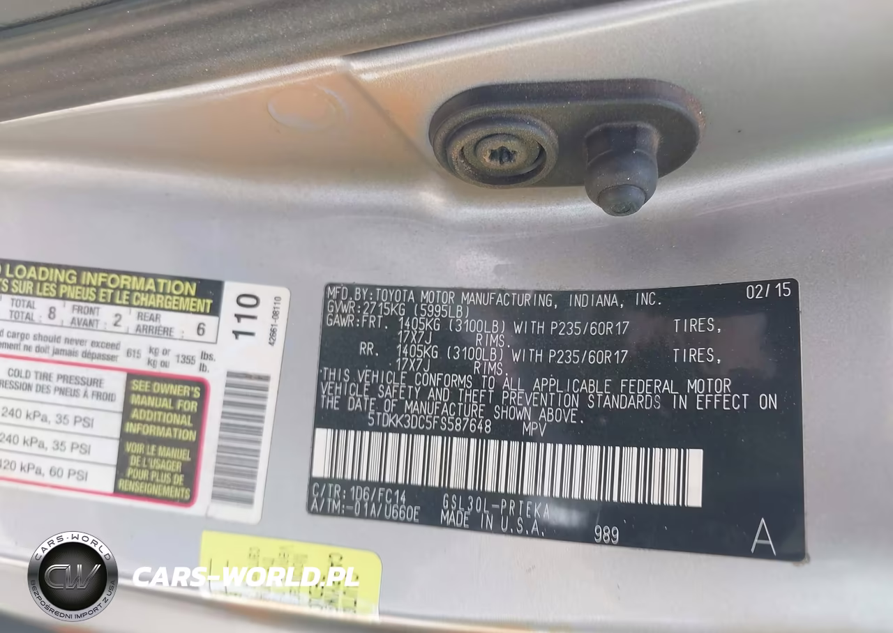2015 Toyota Sienna Le 8 Passenger VIN:5TDKK3DC5FS587648 - 9