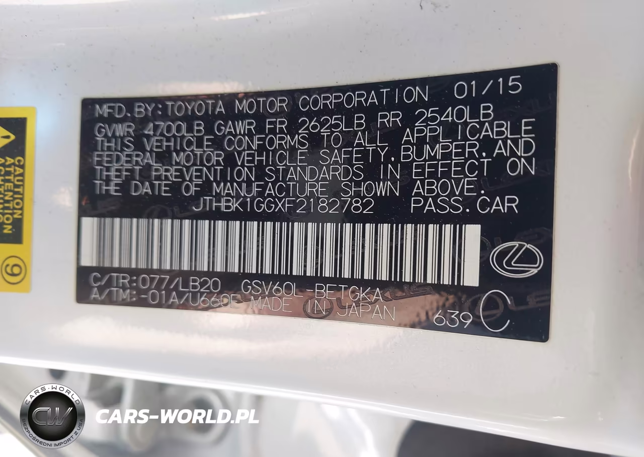 2015 Lexus Es 350 VIN:JTHBK1GGXF2182782 - 9