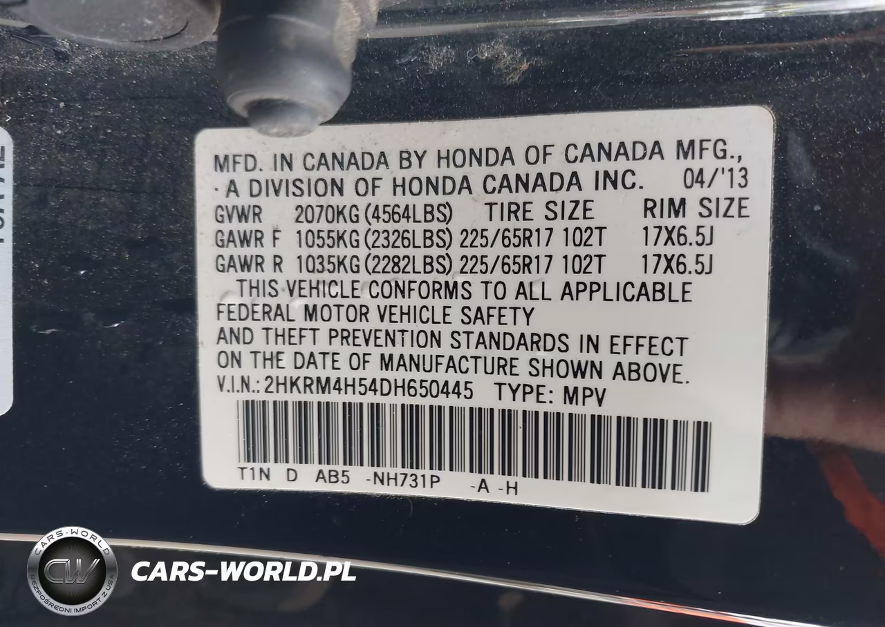 2013 Honda Cr-V Ex VIN:2HKRM4H54DH650445 - 9