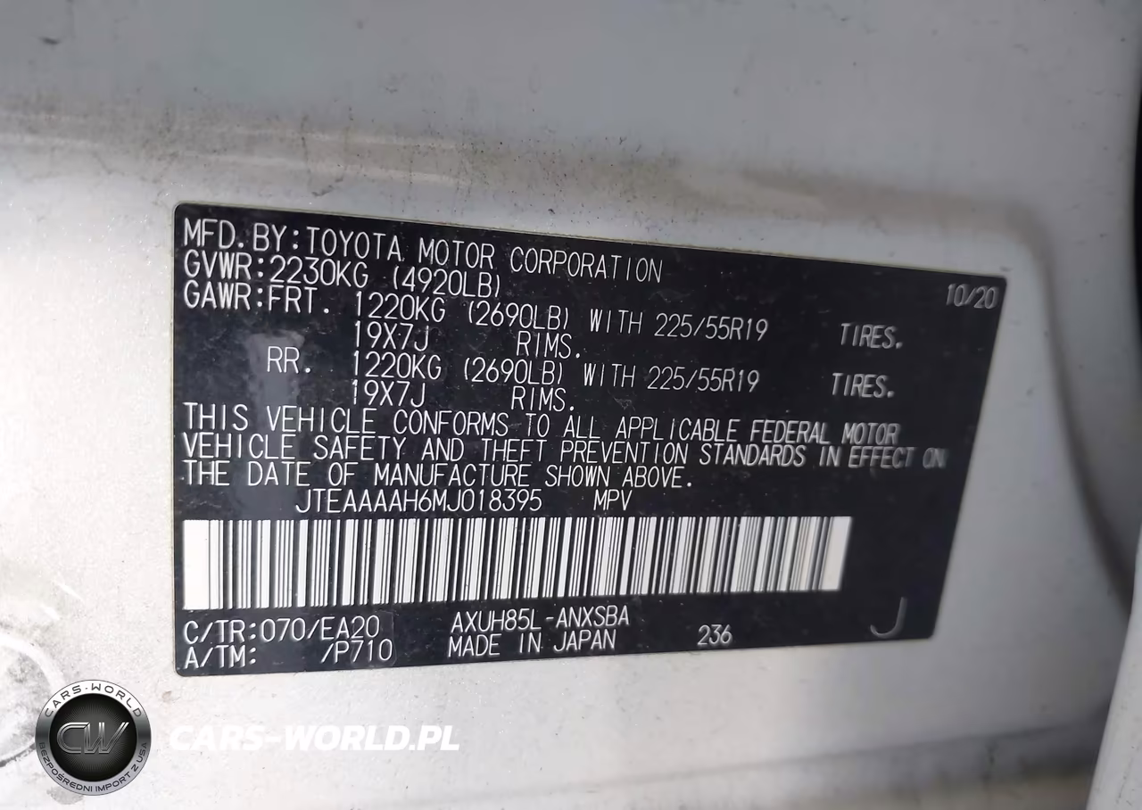 2021 Toyota Venza Limited VIN:JTEAAAAH6MJ018395 - 9