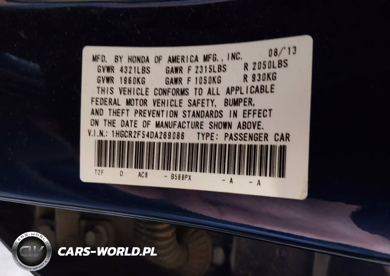 2013 Honda Accord Sport VIN:1HGCR2F54DA269086 - 9