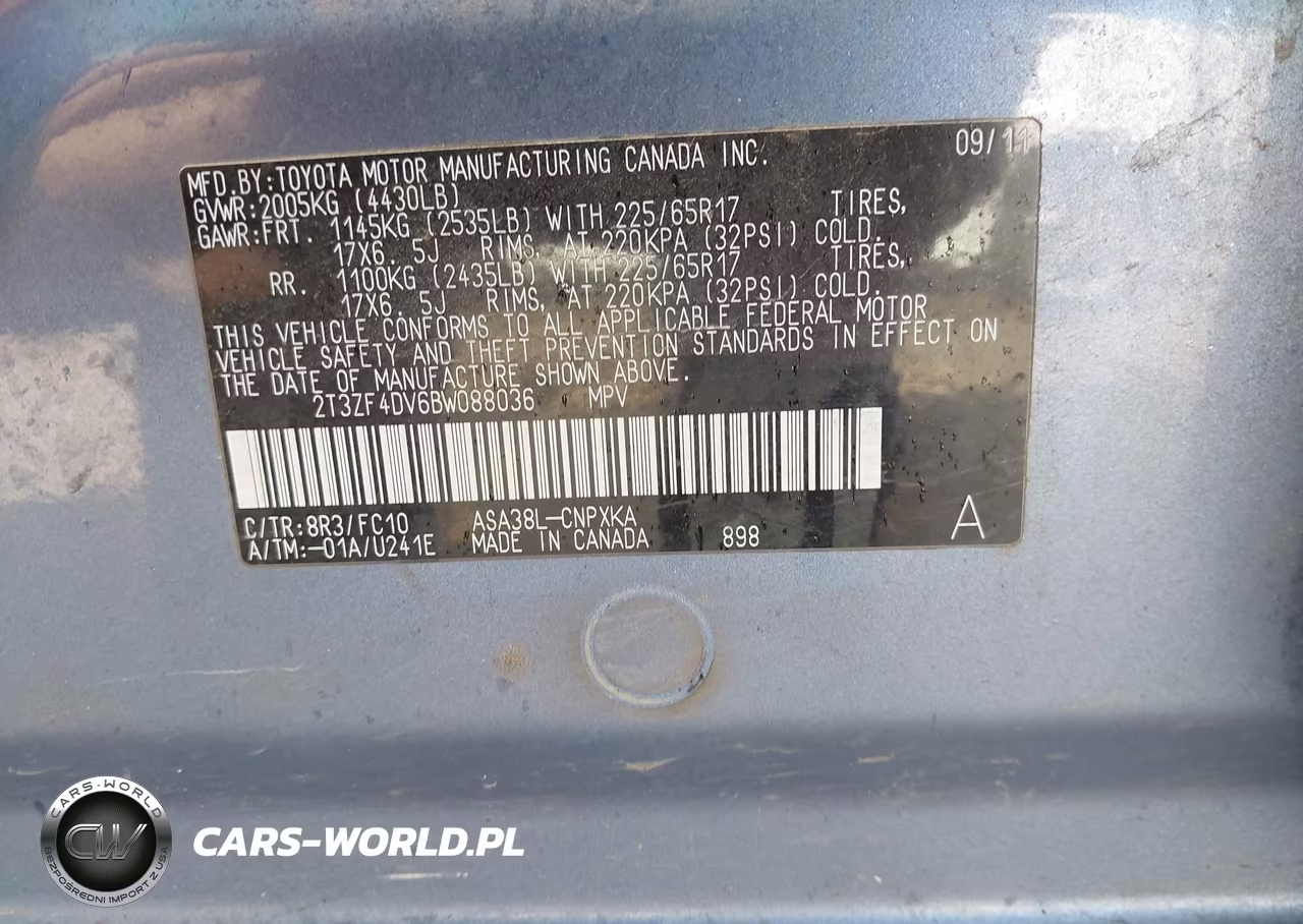 2011 Toyota Rav4 VIN:2T3ZF4DV6BW088036 - 9