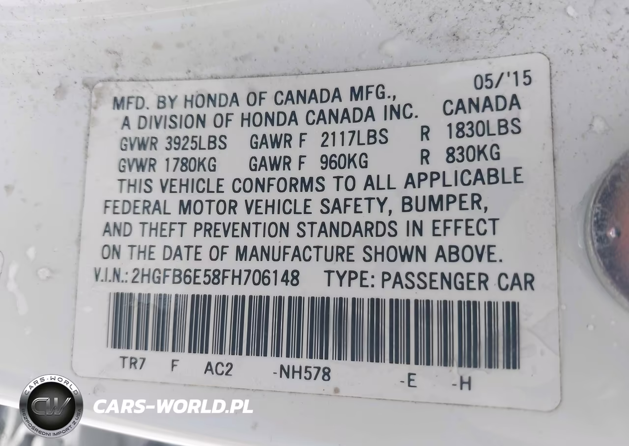 2015 Honda Civic Si VIN:2HGFB6E58FH706148 - 9