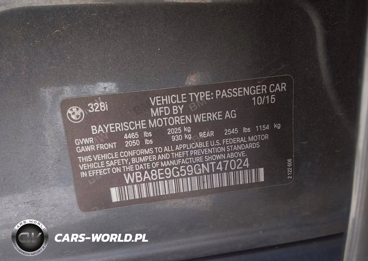 2016 BMW 328I VIN:WBA8E9G59GNT47024 - 9