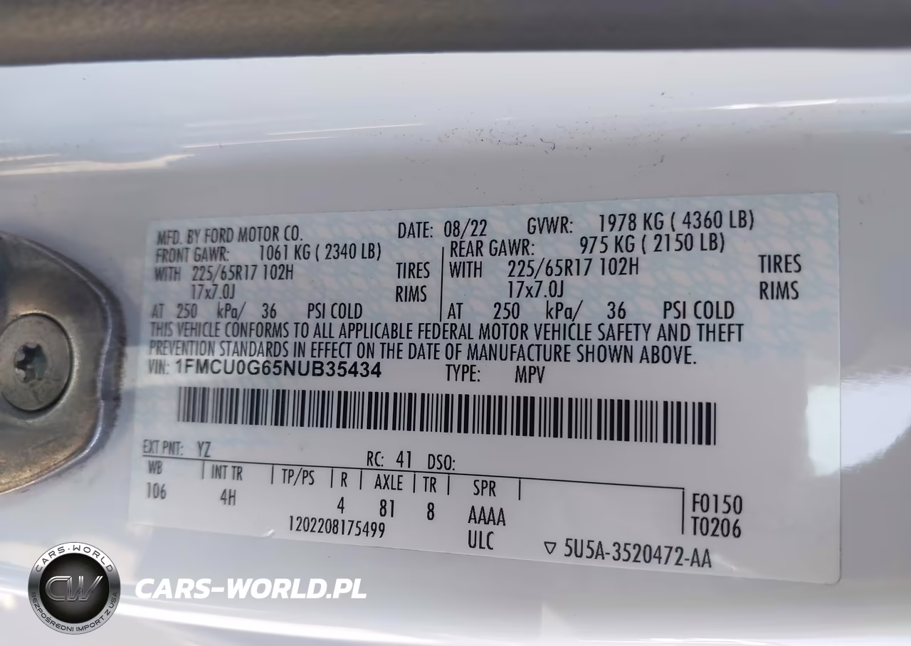 2022 Ford Escape Se VIN:1FMCU0G65NUB35434 - 9