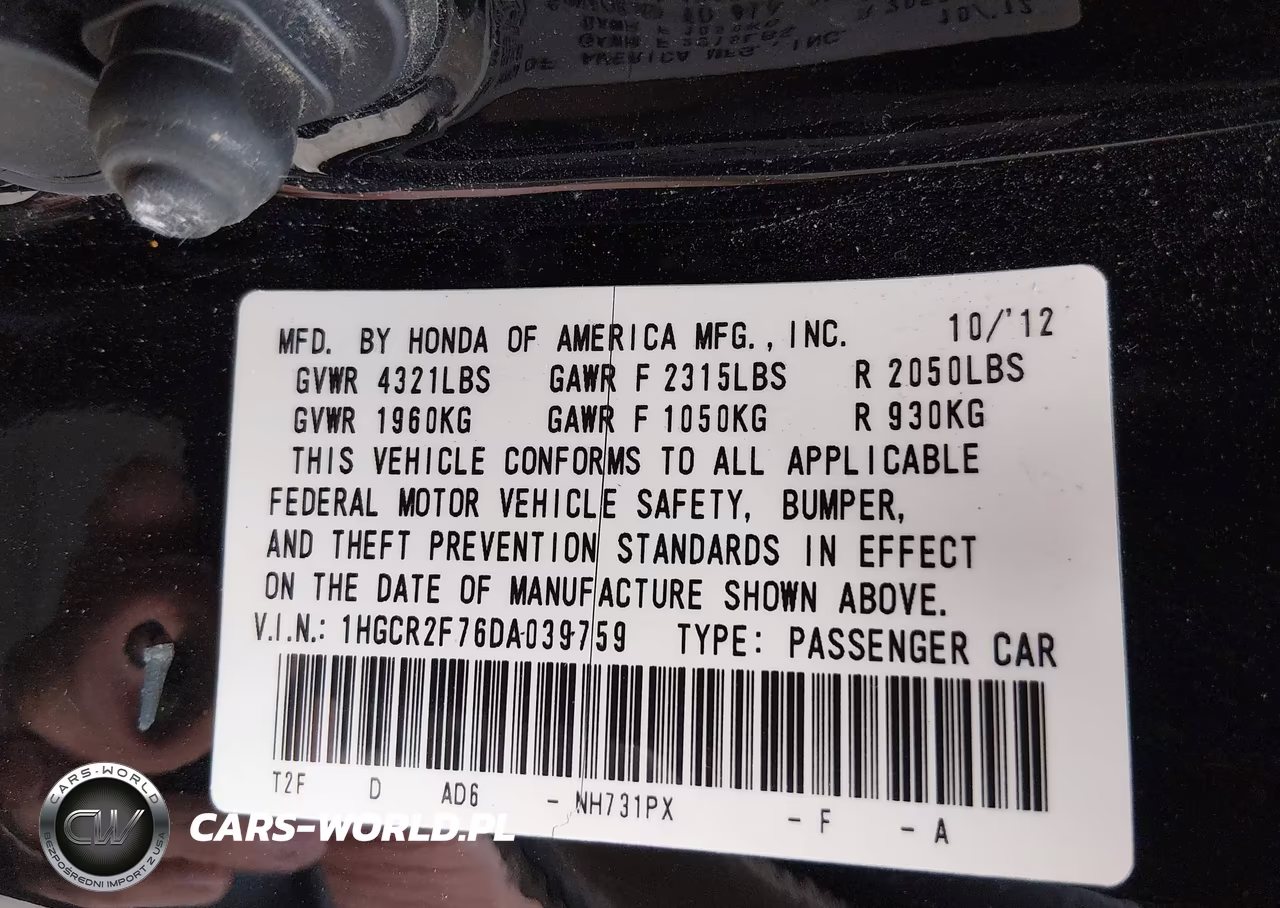 2013 Honda Accord Ex VIN:1HGCR2F76DA039759 - 9