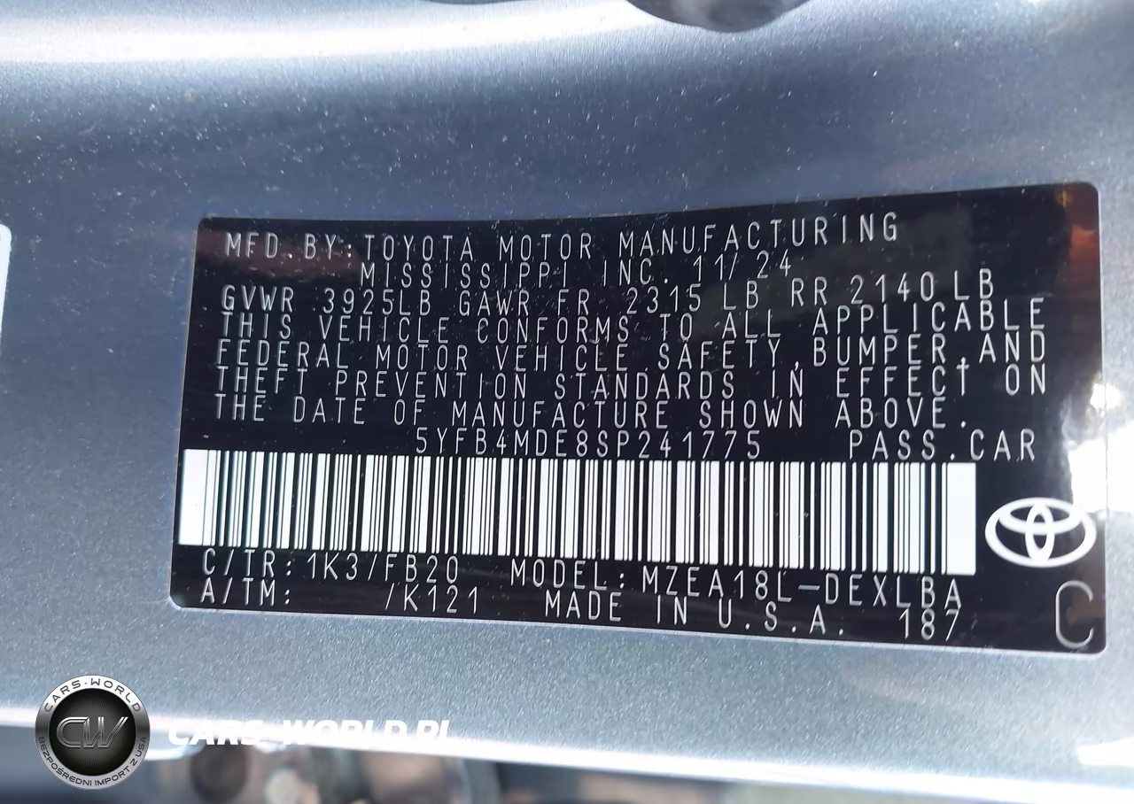 2025 Toyota Corolla Le VIN:5YFB4MDE8SP241775 - 9