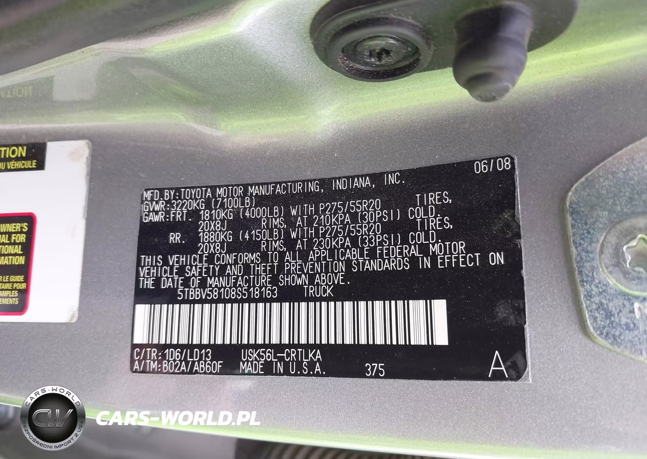 2008 Toyota Tundra Limited 5.7L V8 VIN:5TBBV58108S518163 - 9