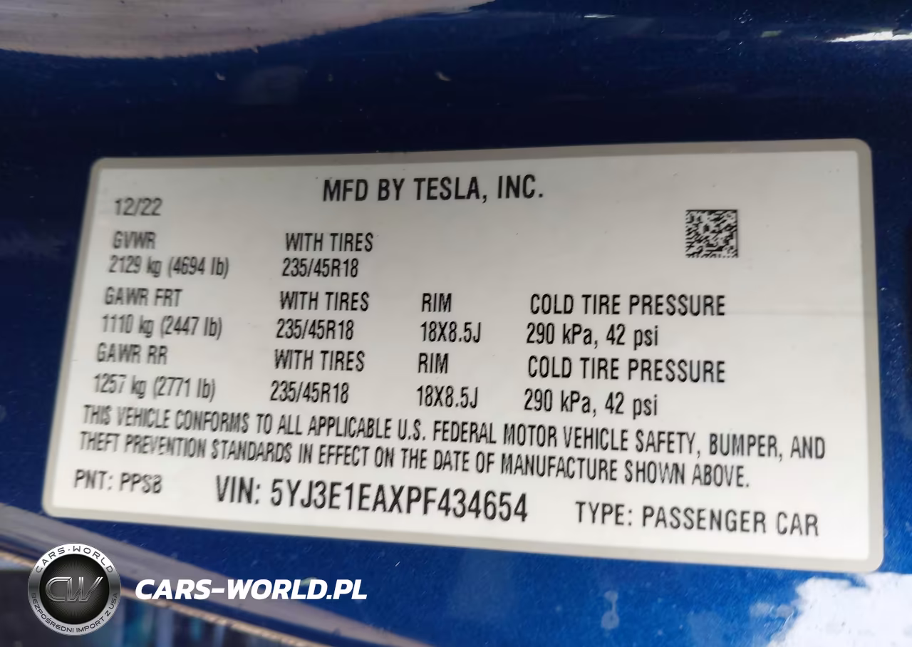2023 Tesla Model 3 Rear-Wheel Drive VIN:5YJ3E1EAXPF434654 - 9