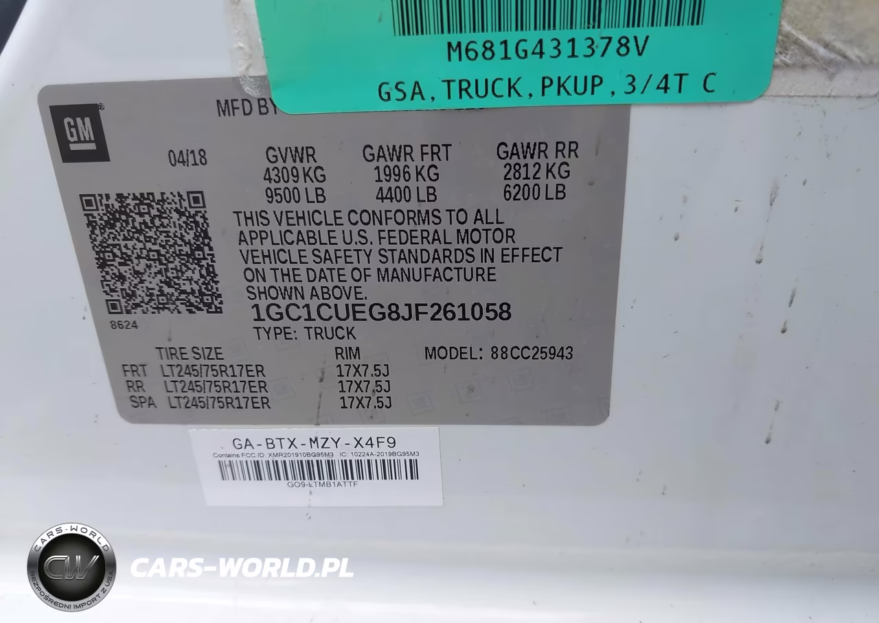 2018 Chevrolet Silverado 2500Hd Wt VIN:1GC1CUEG8JF261058 - 9