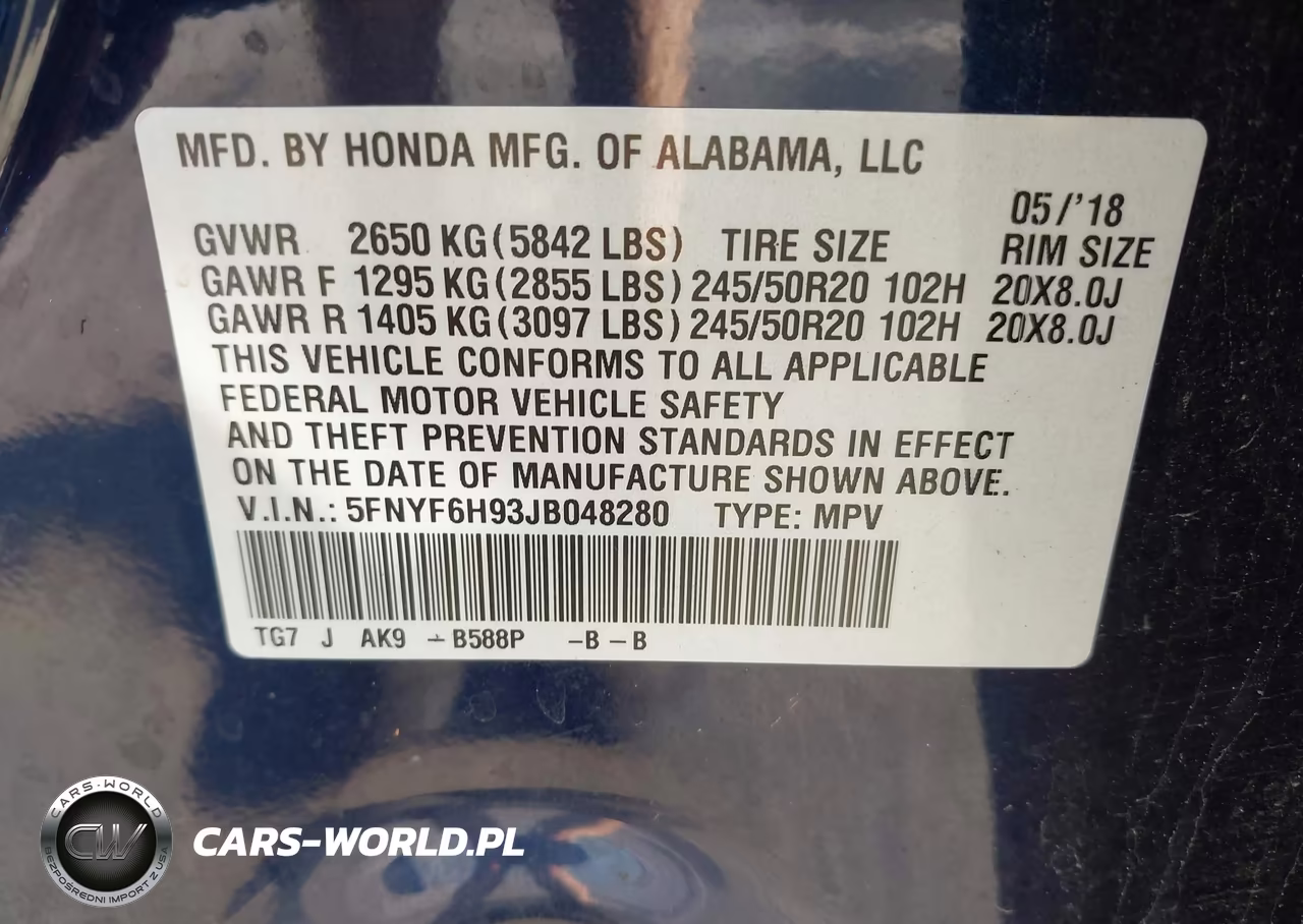 2018 Honda Pilot Touring VIN:5FNYF6H93JB048280 - 9