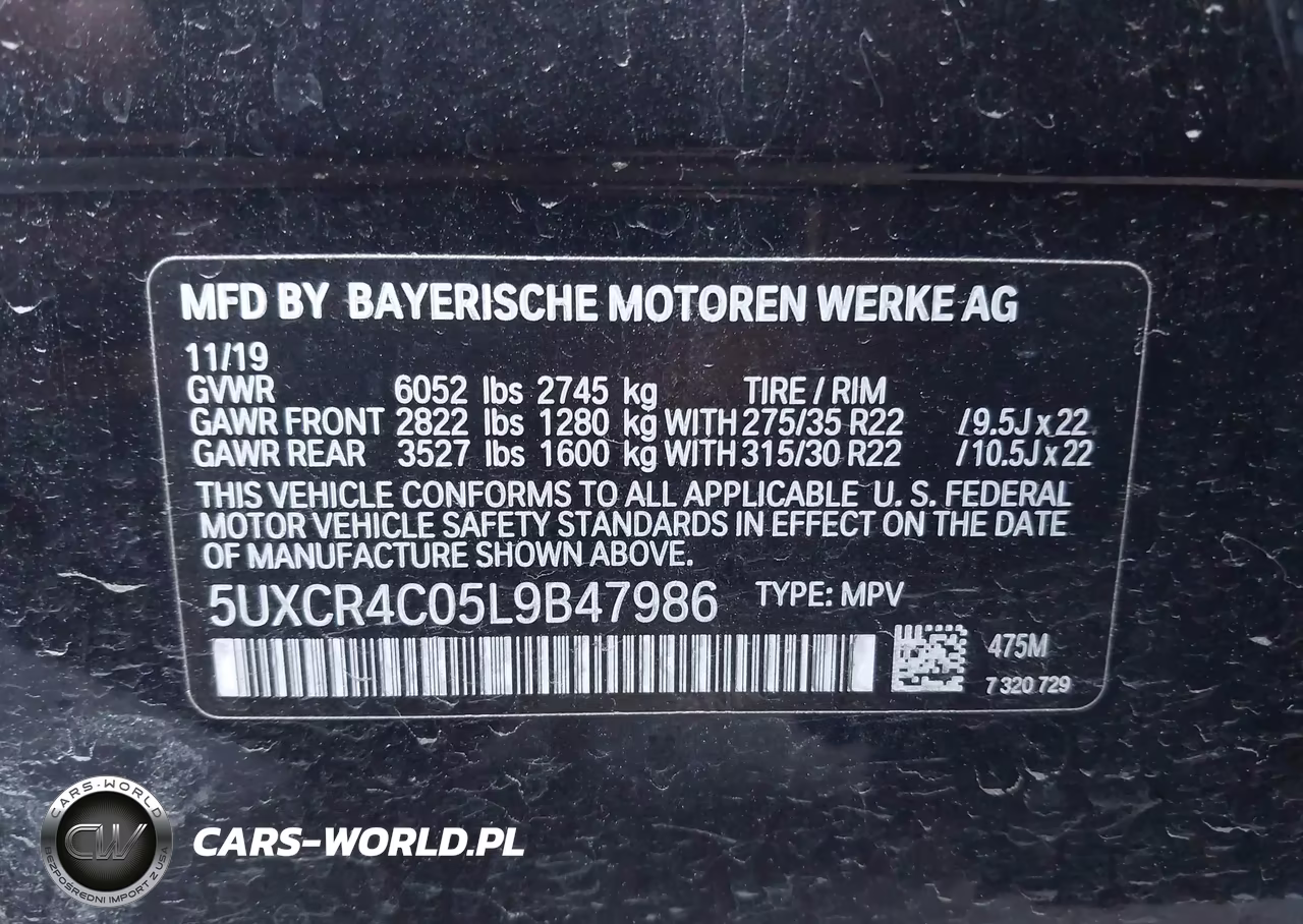 2020 BMW X5 Sdrive40I VIN:5UXCR4C05L9B47986 - 9