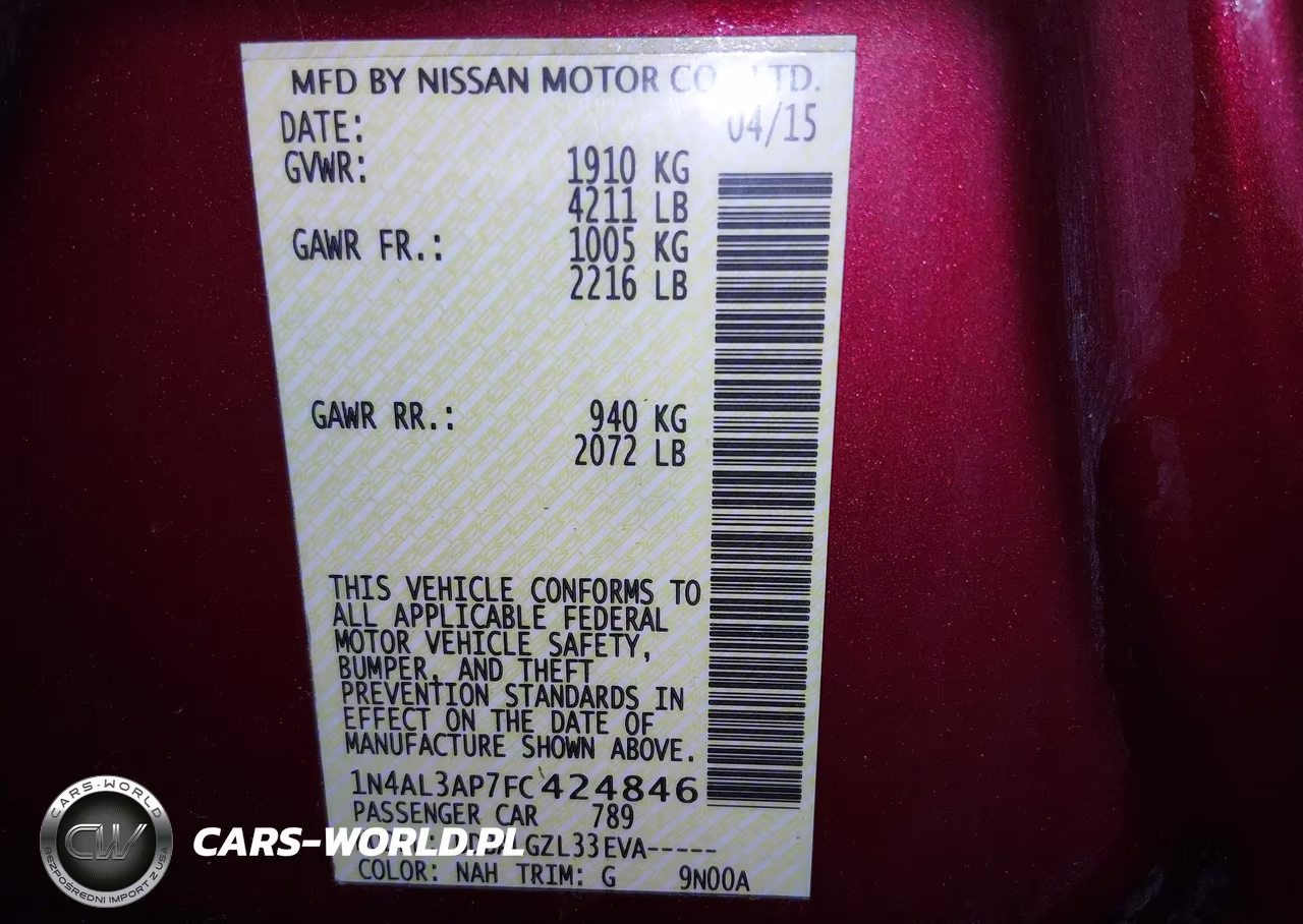 2015 Nissan Altima 2.5-2.5 S-2.5 Sl-2.5 Sv VIN:1N4AL3AP7FC424846 - 9