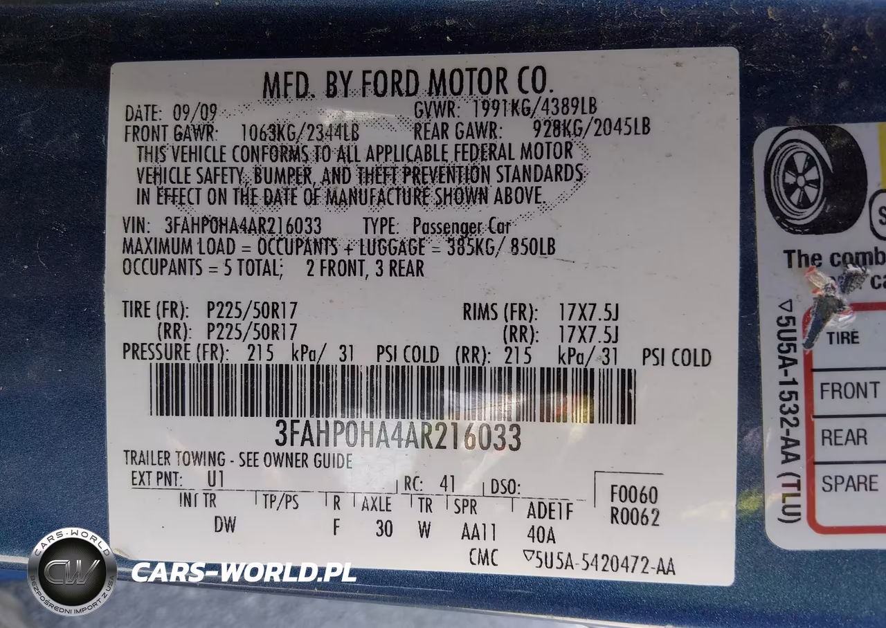 2010 Ford Fusion Se VIN:3FAHP0HA4AR216033 - 9