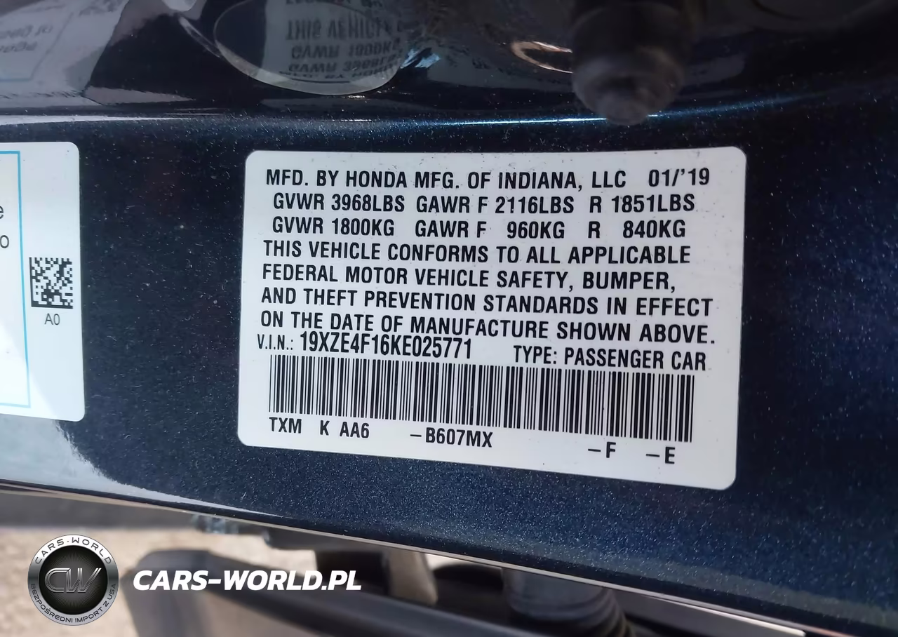 2019 Honda Insight Lx VIN:19XZE4F16KE025771 - 9
