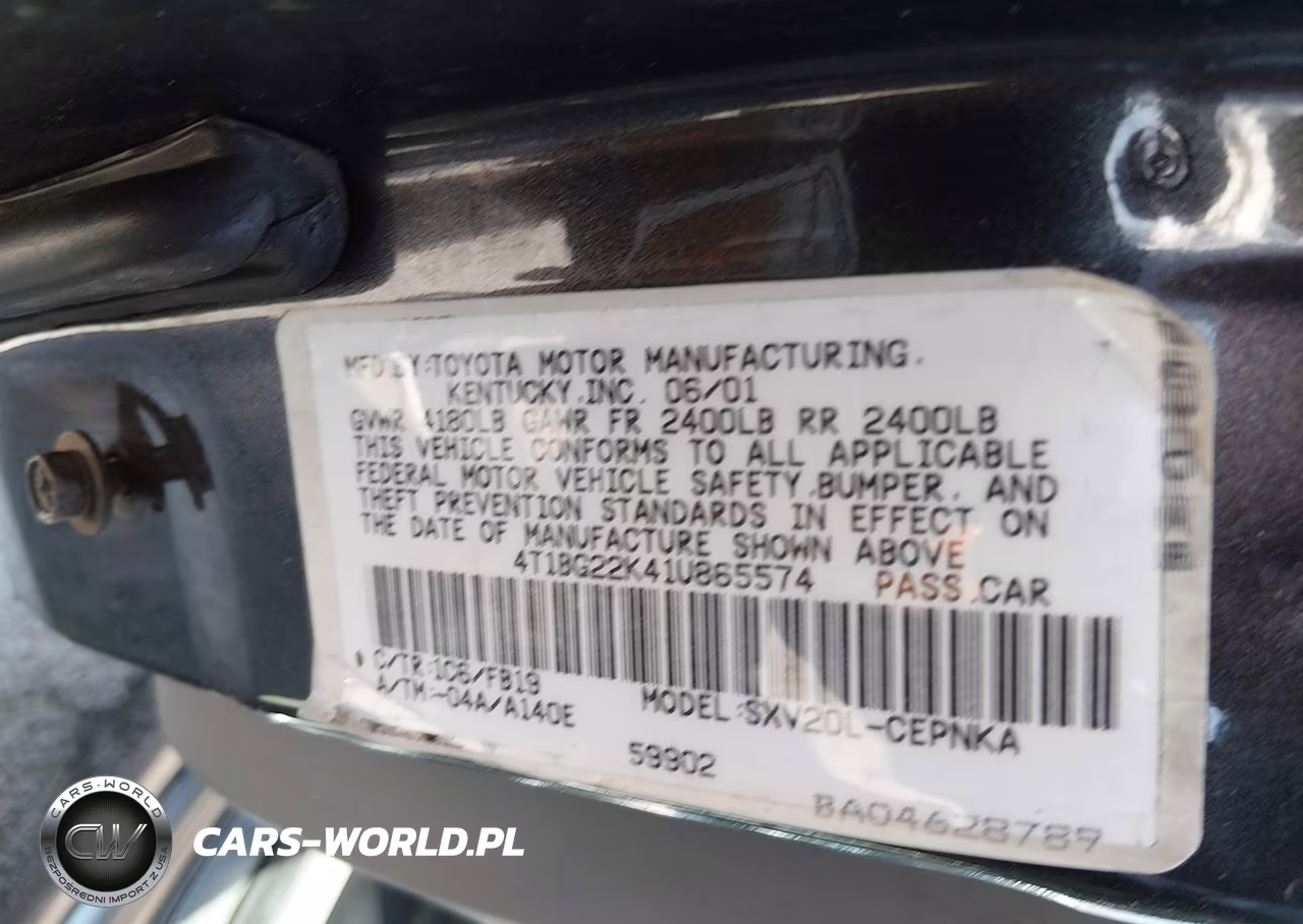 2001 Toyota Camry Le VIN:4T1BG22K41U865574 - 9