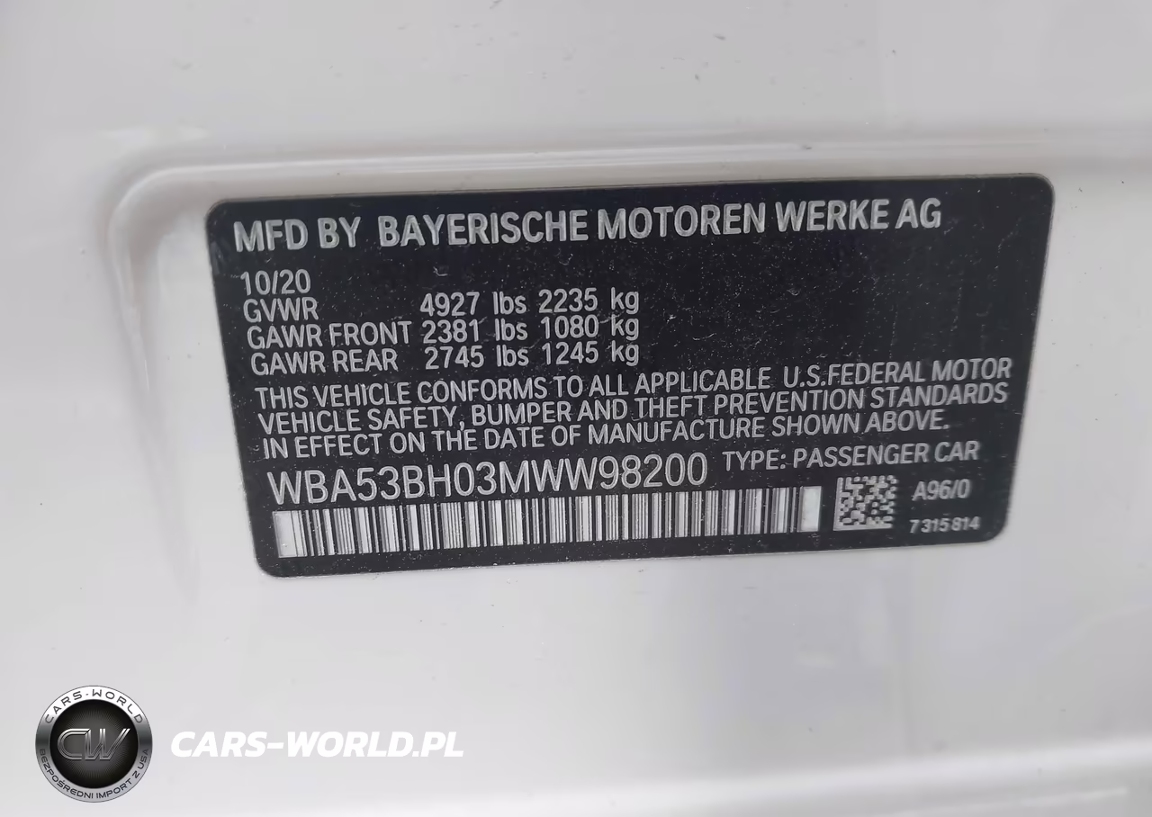 2021 BMW 530I VIN:WBA53BH03MWW98200 - 9