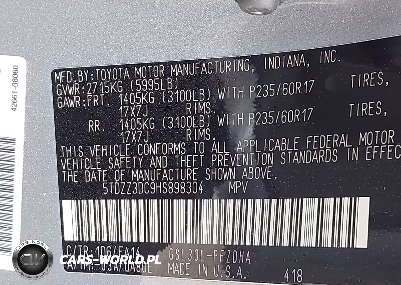 2017 Toyota Sienna L 7 Passenger VIN:5TDZZ3DC9HS898304 - 9