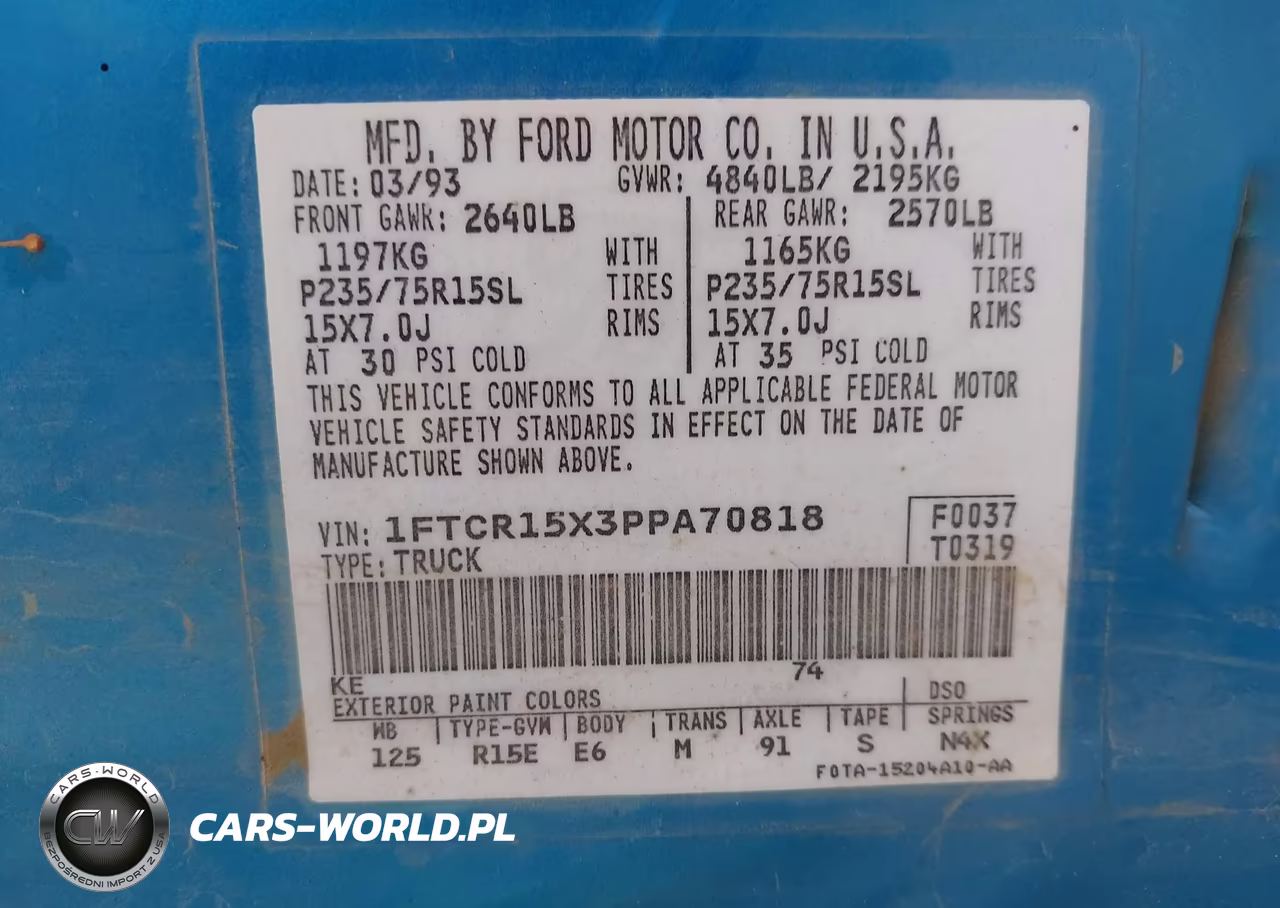 1993 Ford Ranger Super Cab VIN:1FTCR15X3PPA70818 - 9