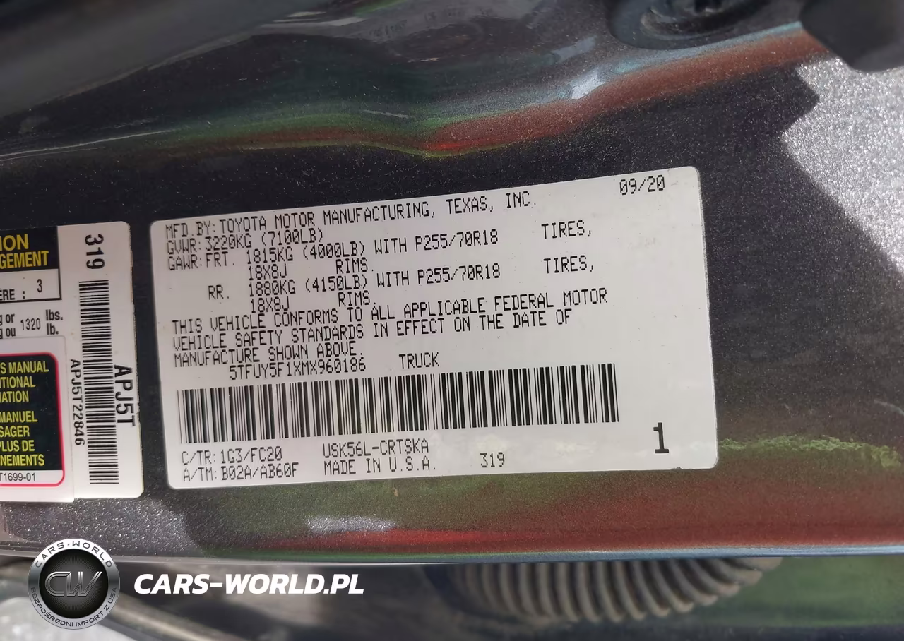 2021 Toyota Tundra Sr5 VIN:5TFUY5F1XMX960186 - 9
