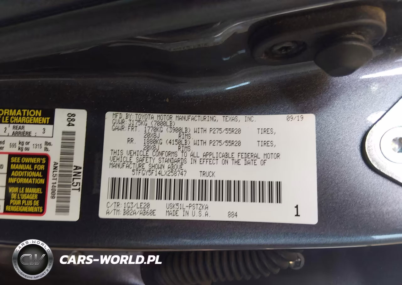 2020 Toyota Tundra Platinum VIN:5TFGY5F14LX258747 - 9
