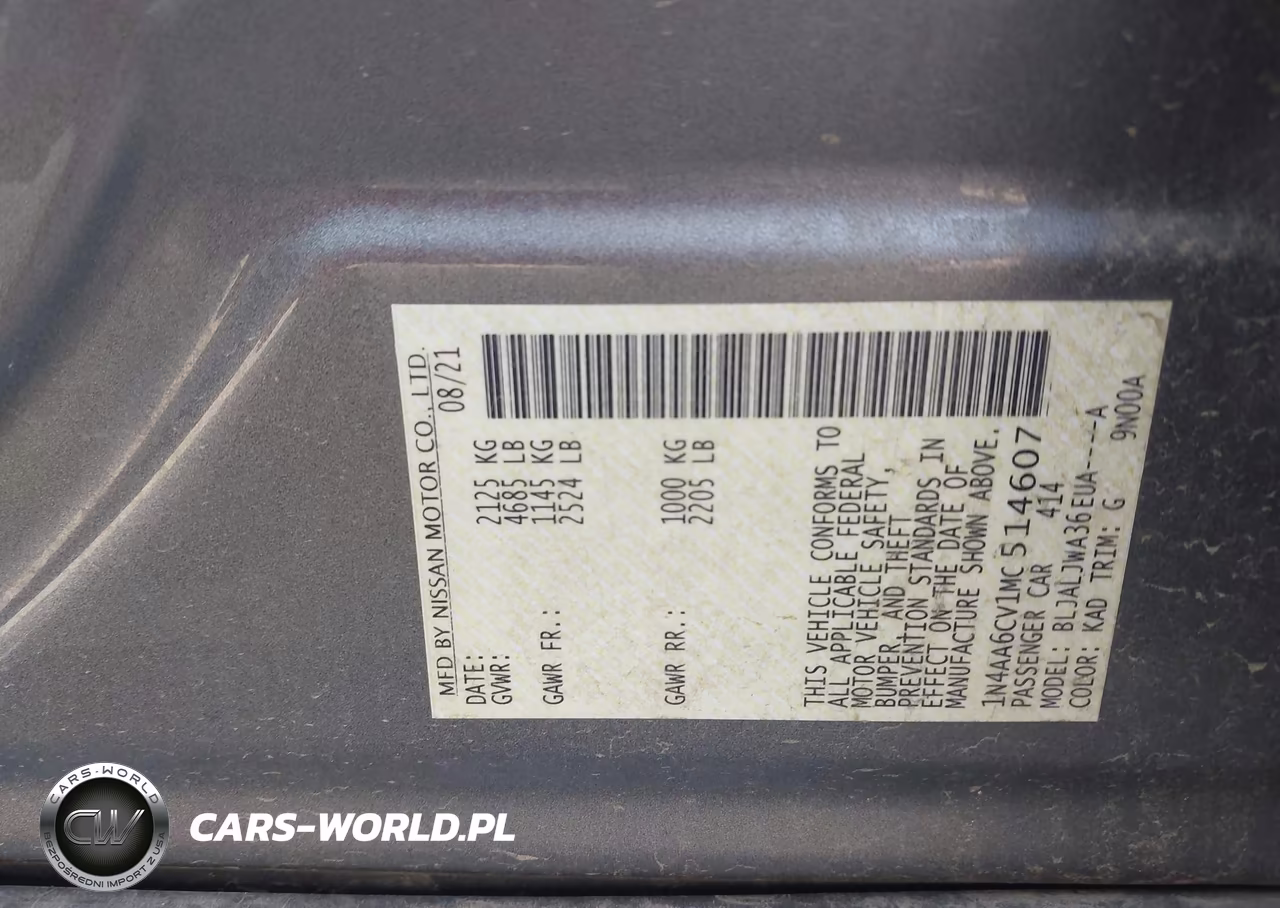 2021 Nissan Maxima Sv Xtronic Cvt VIN:1N4AA6CV1MC514607 - 9