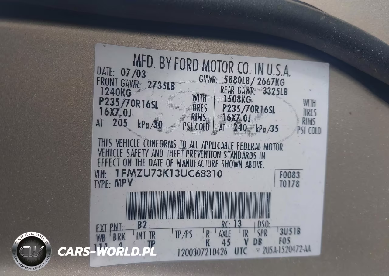 2003 Ford Explorer Xlt-Xlt Sport-Nbx VIN:1FMZU73K13UC68310 - 9