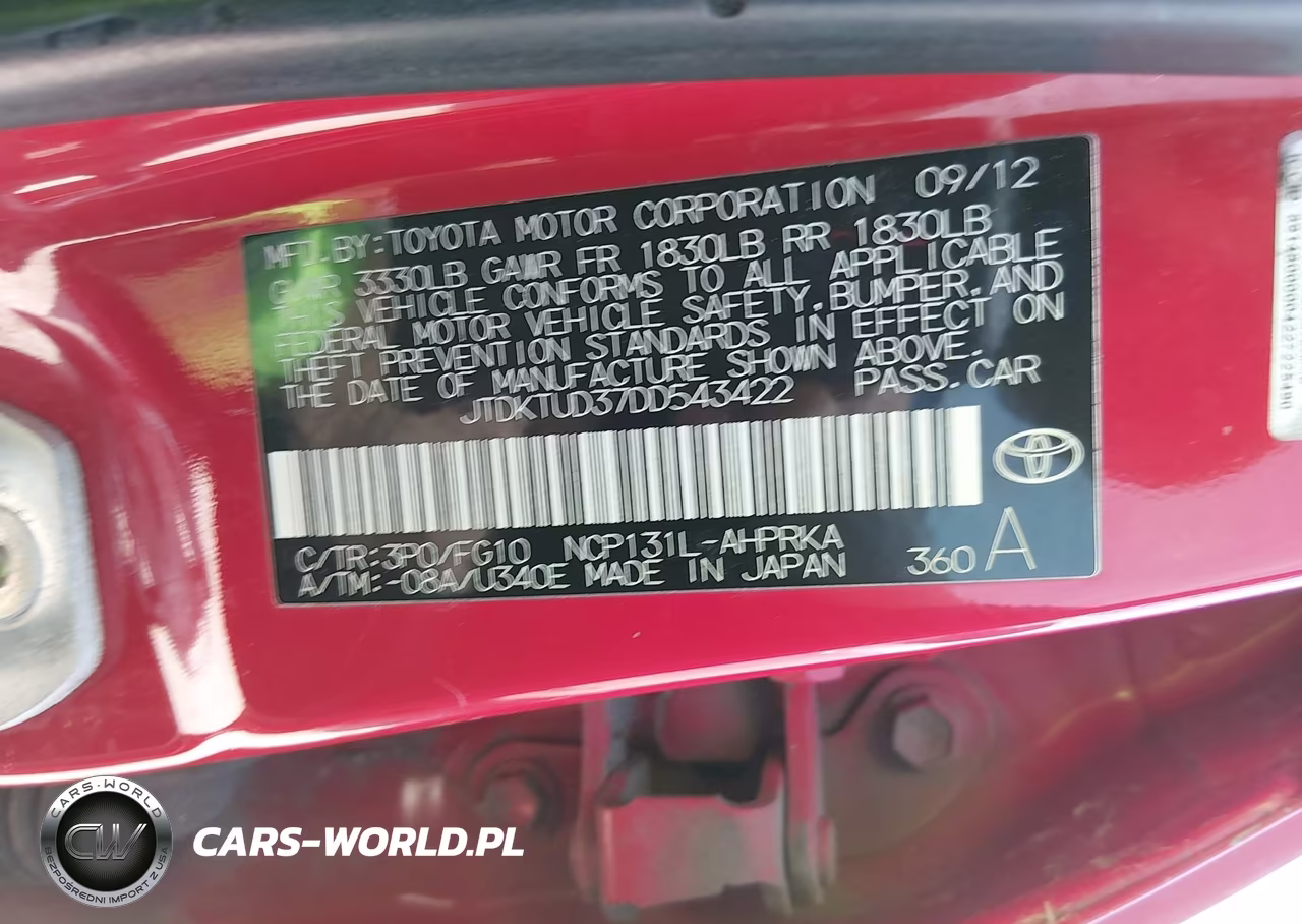 2013 Toyota Yaris L VIN:JTDKTUD37DD543422 - 9