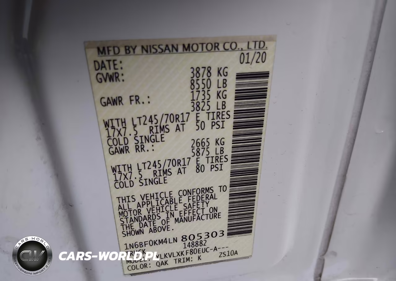 2020 Nissan Nv Cargo Nv1500 Sv Standard Roof V6 VIN:1N6BF0KM4LN805303 - 9