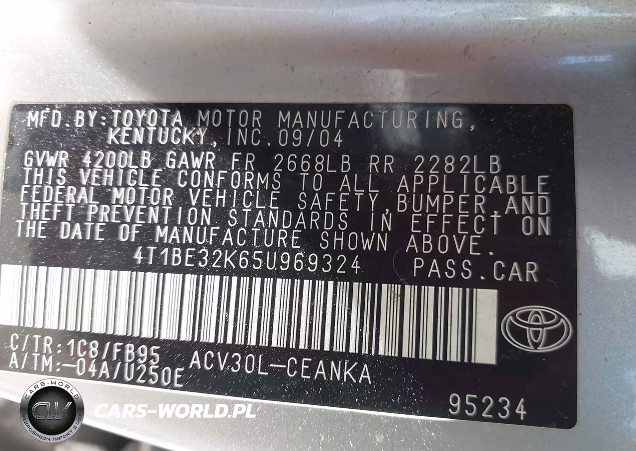 2005 Toyota Camry Std VIN:4T1BE32K65U969324 - 9