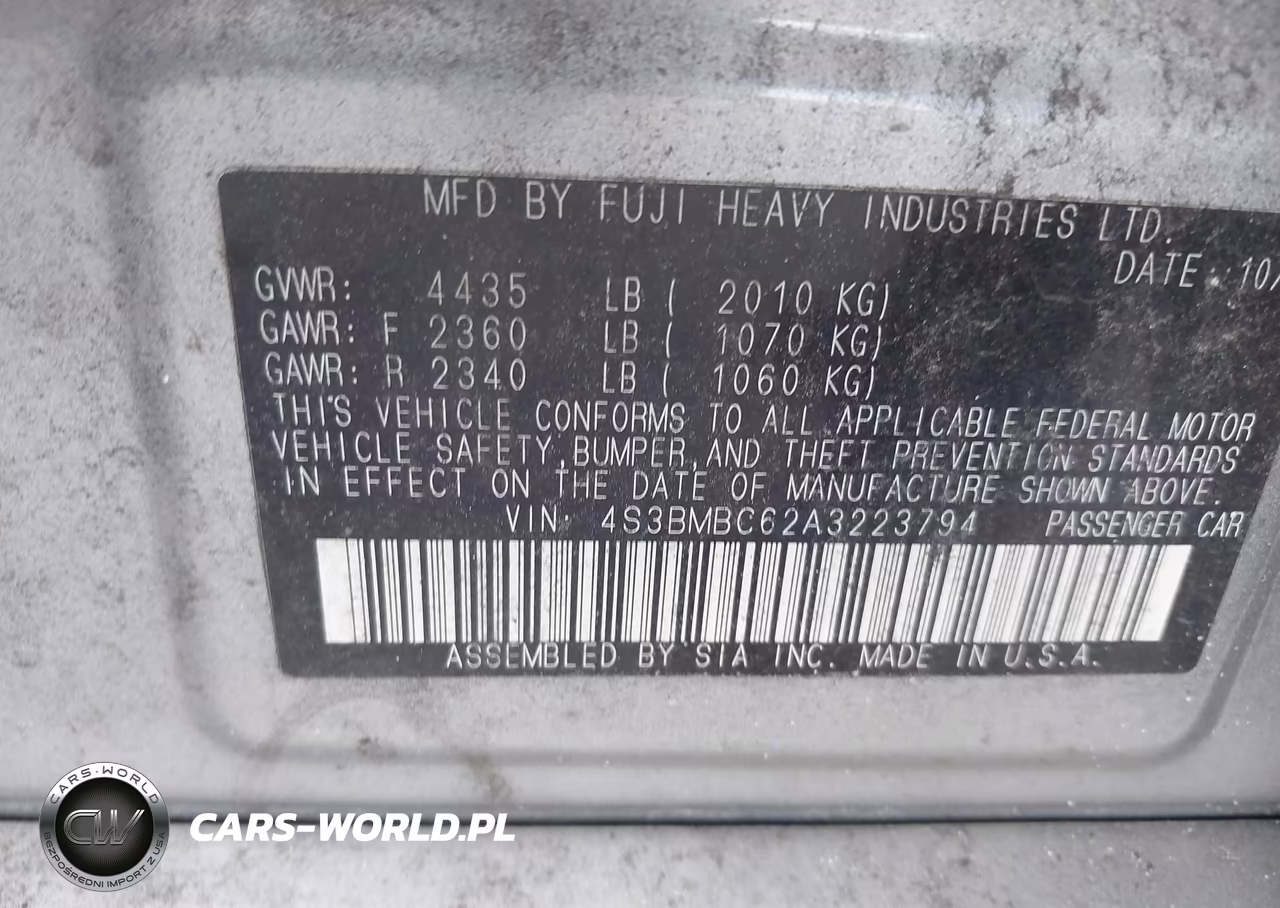 2010 Subaru Legacy 2.5I Premium VIN:4S3BMBC62A3223794 - 9