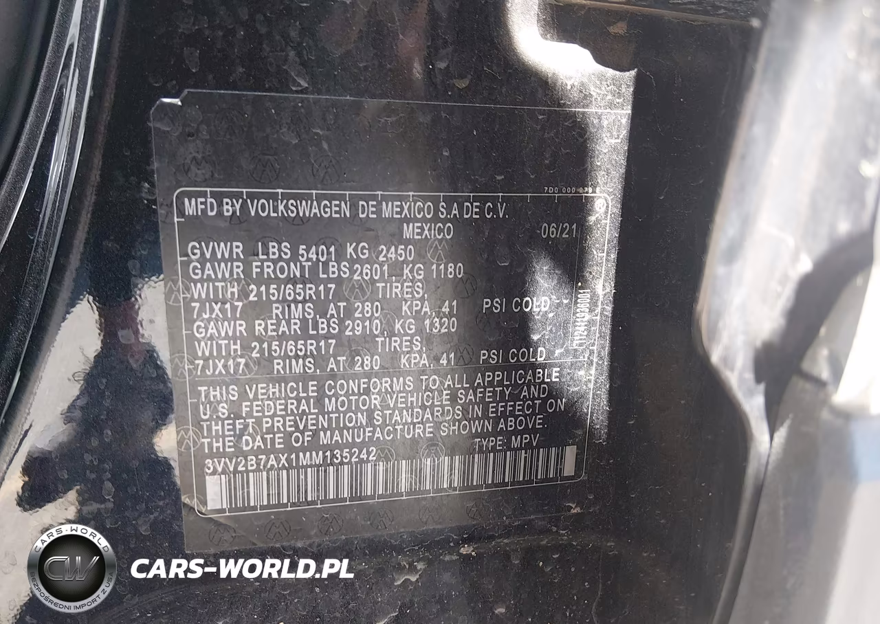 2021 Volkswagen Tiguan 2.0T Se-2.0T Se R-Line Black-2.0T Sel VIN:3VV2B7AX1MM135242 - 9