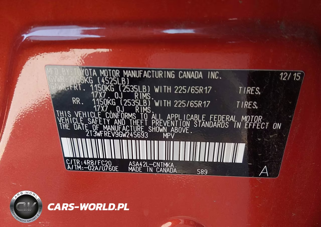 2016 Toyota Rav4 Xle VIN:2T3WFREV9GW245693 - 9