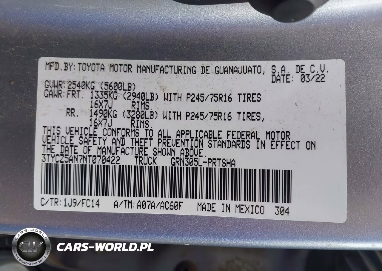 2022 Toyota Tacoma Sr V6-Sr5 V6-Trd Off Road-Trd Pro-Trd Sport VIN:3TYCZ5AN7NT070422 - 9