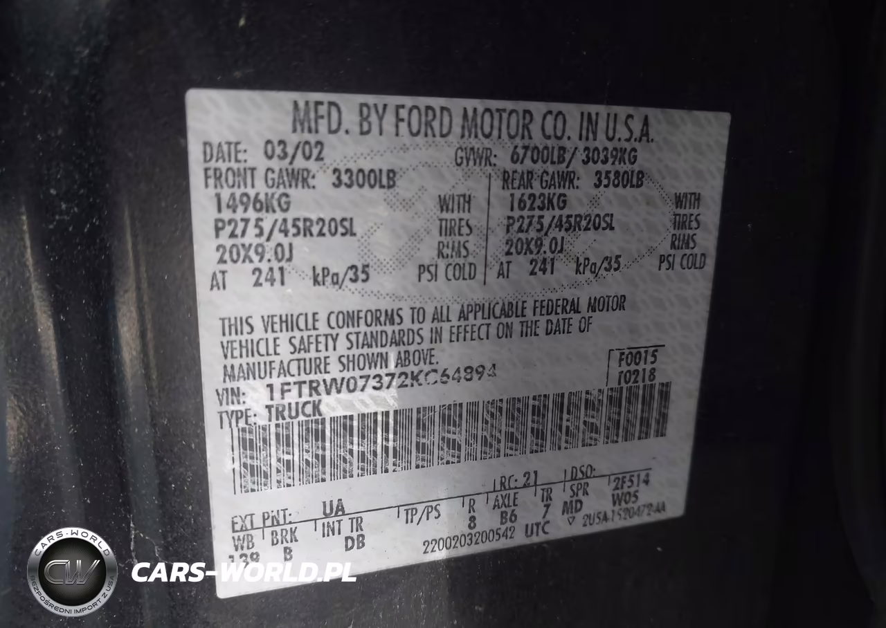 2002 Ford F-150 Lariat VIN:1FTRW07372KC64894 - 9