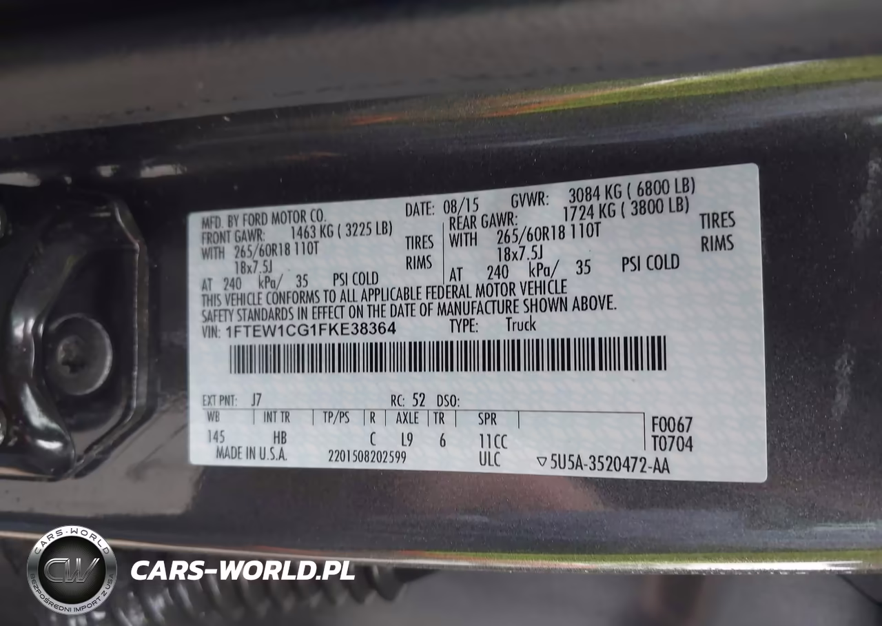 2015 Ford F-150 Lariat VIN:1FTEW1CG1FKE38364 - 9