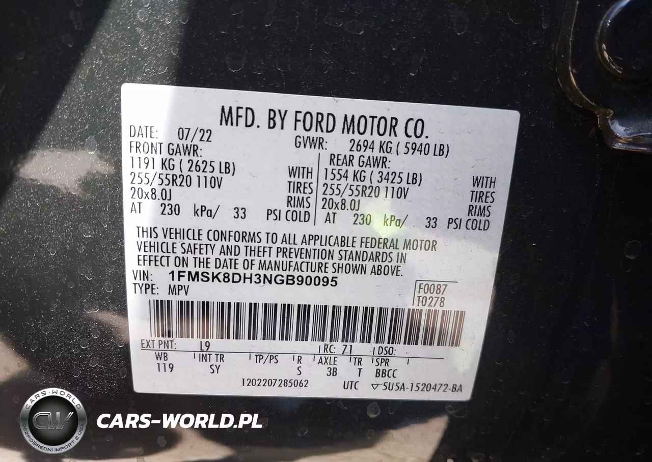 2022 Ford Explorer Xlt VIN:1FMSK8DH3NGB90095 - 9
