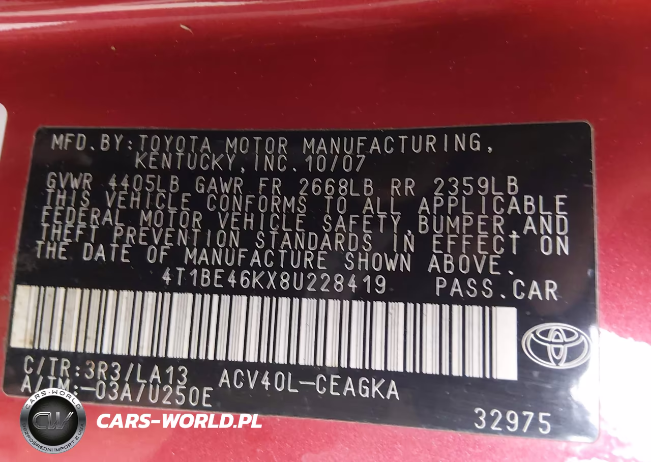 2008 Toyota Camry Xle VIN:4T1BE46KX8U228419 - 9