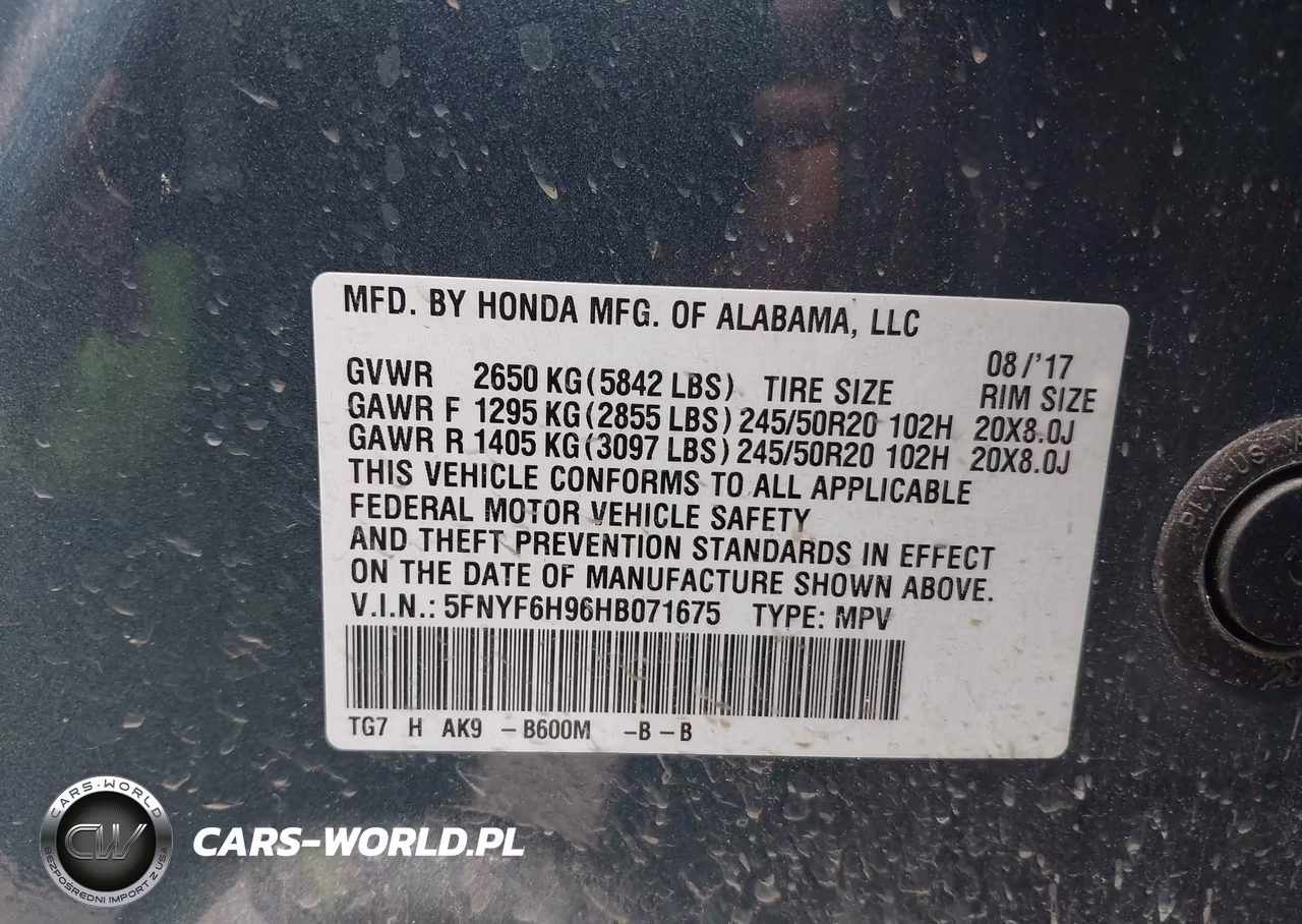 2017 Honda Pilot Touring VIN:5FNYF6H96HB071675 - 9