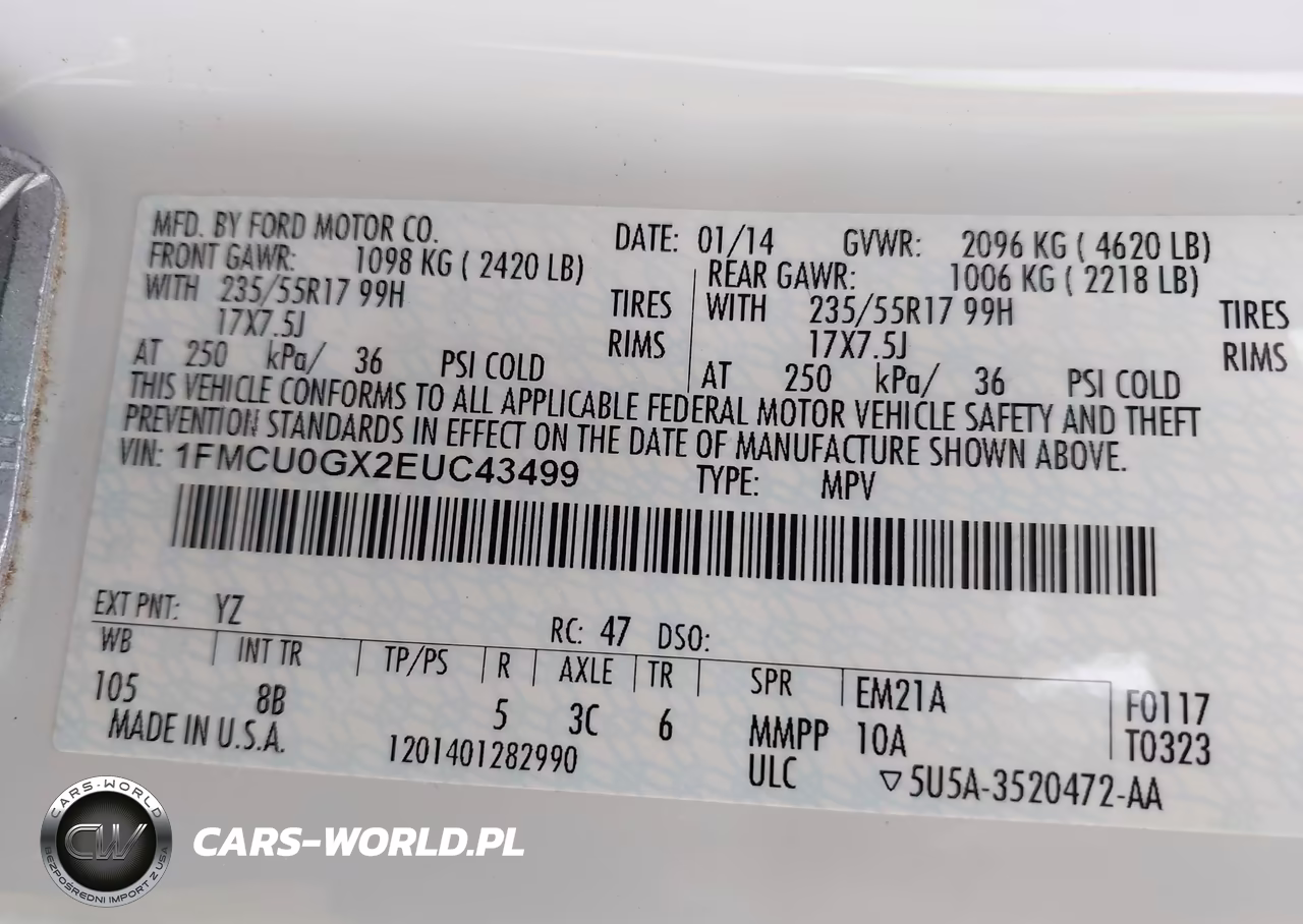 2014 Ford Escape Se VIN:1FMCU0GX2EUC43499 - 9