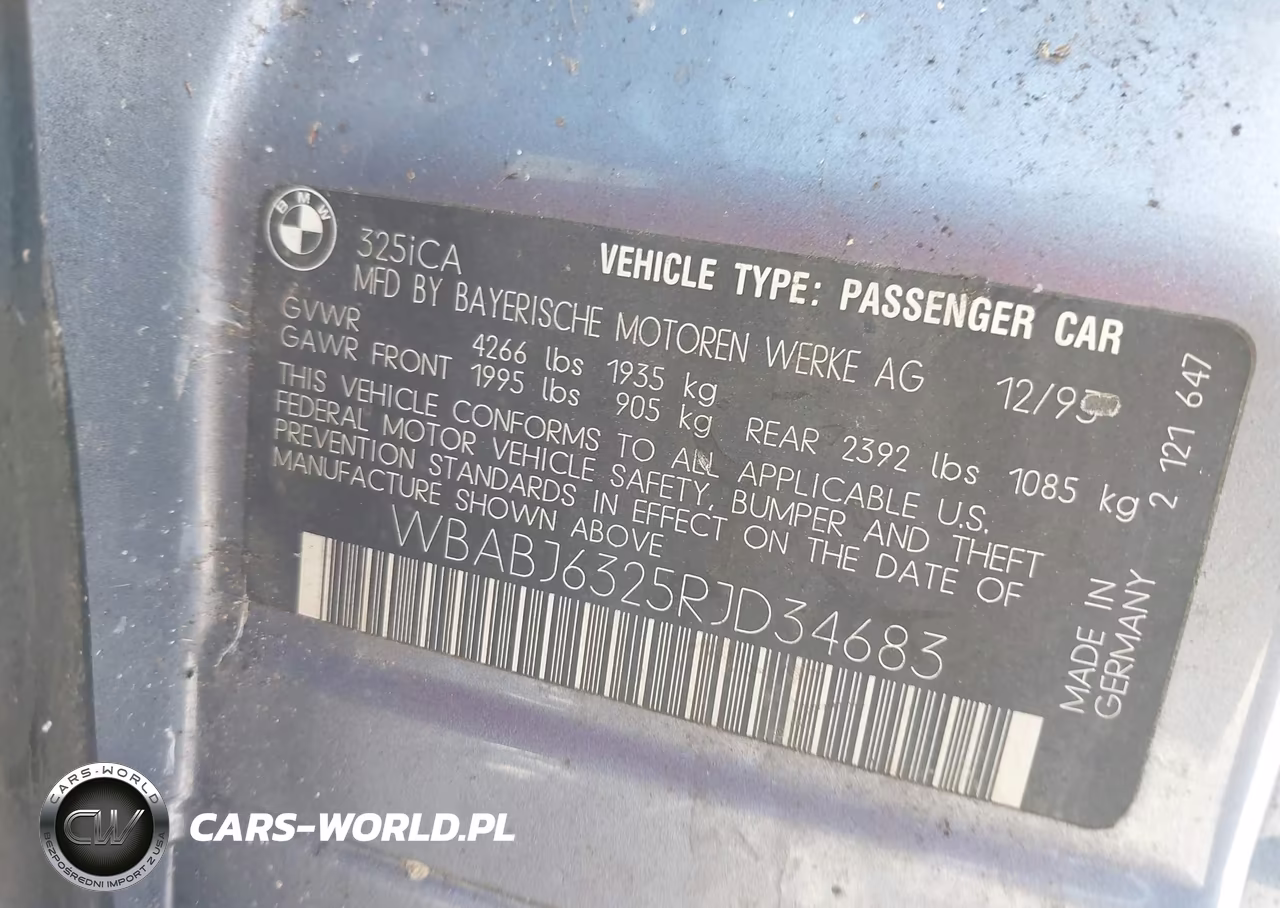 1994 BMW 325 Ic Automatic VIN:WBABJ6325RJD34683 - 9