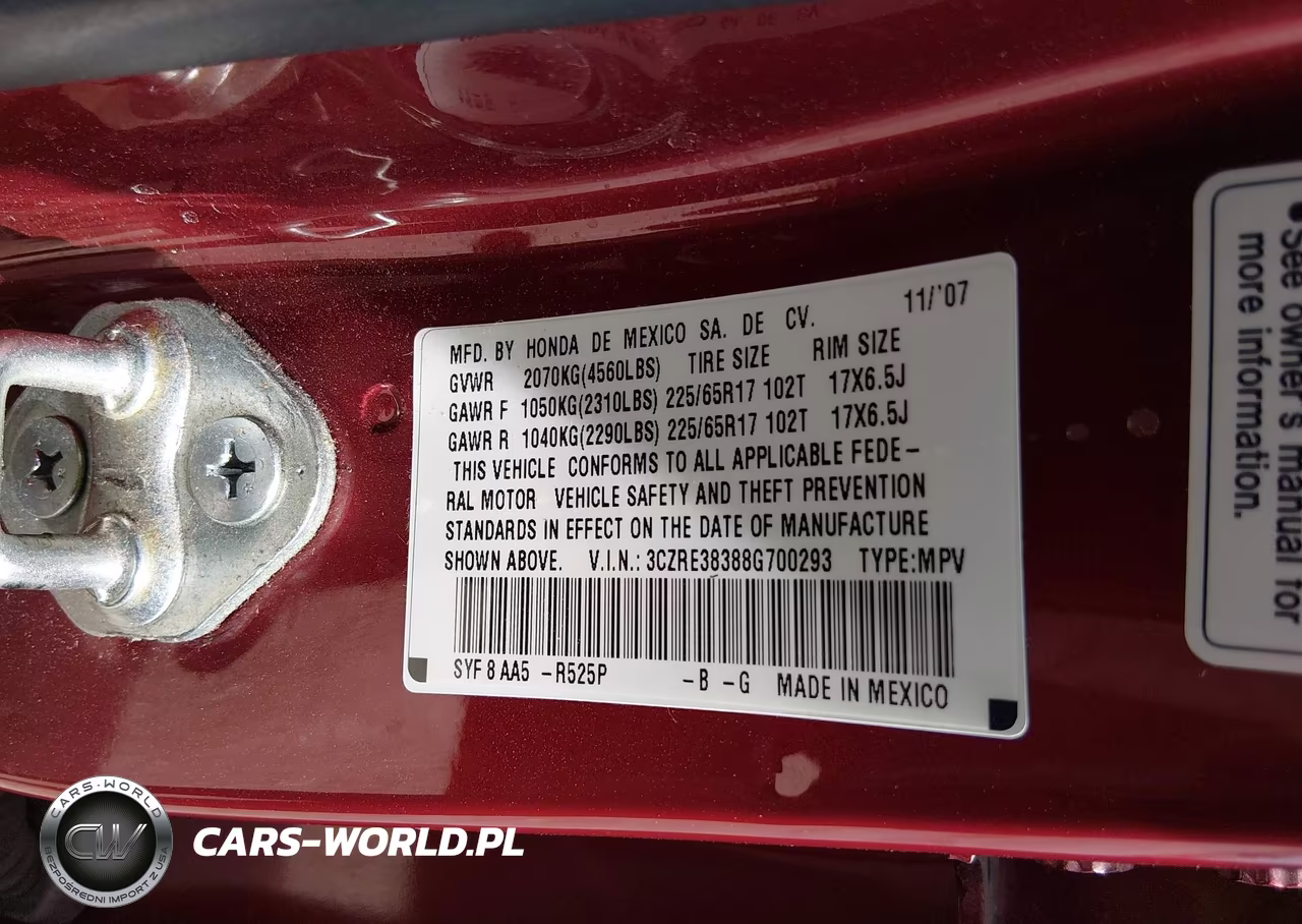 2008 Honda Cr-V Lx VIN:3CZRE38388G700293 - 9