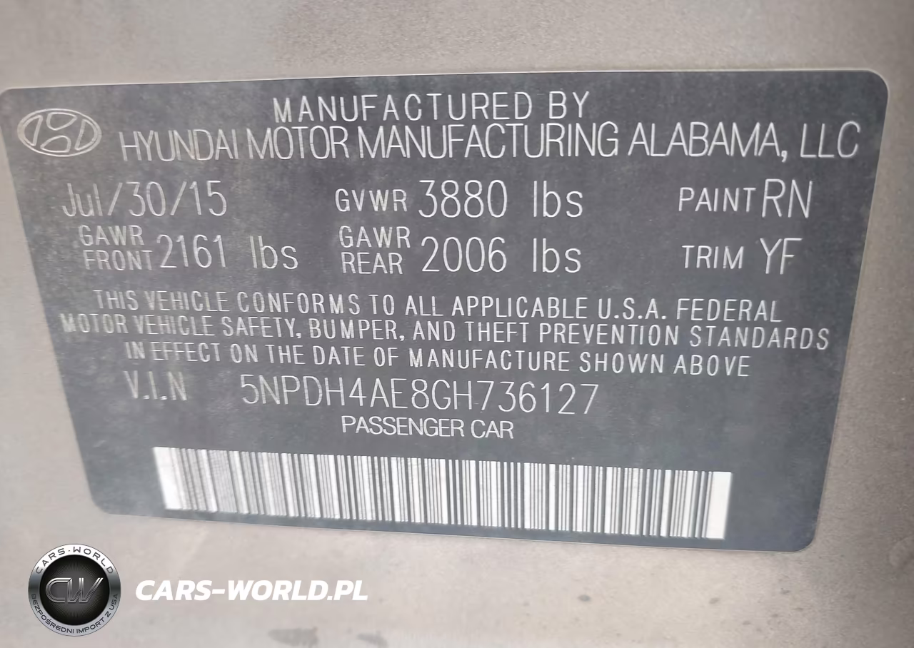 2016 Hyundai Elantra Se VIN:5NPDH4AE8GH736127 - 9