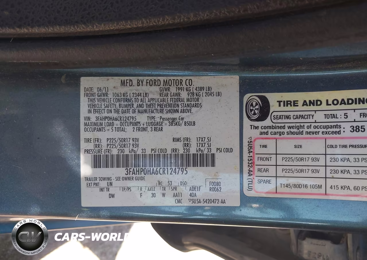 2012 Ford Fusion Se VIN:3FAHP0HA6CR124795 - 9
