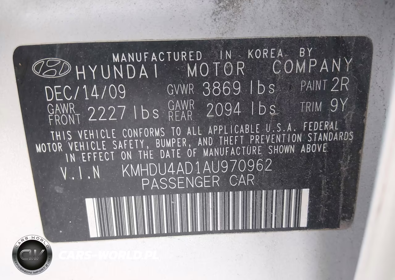 2010 Hyundai Elantra Gls VIN:KMHDU4AD1AU970962 - 9