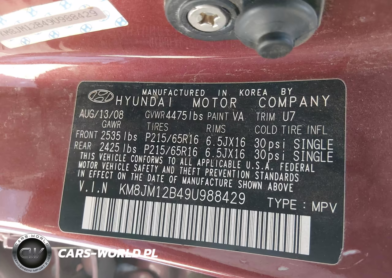 2009 Hyundai Tucson Gls VIN:KM8JM12B49U988429 - 9