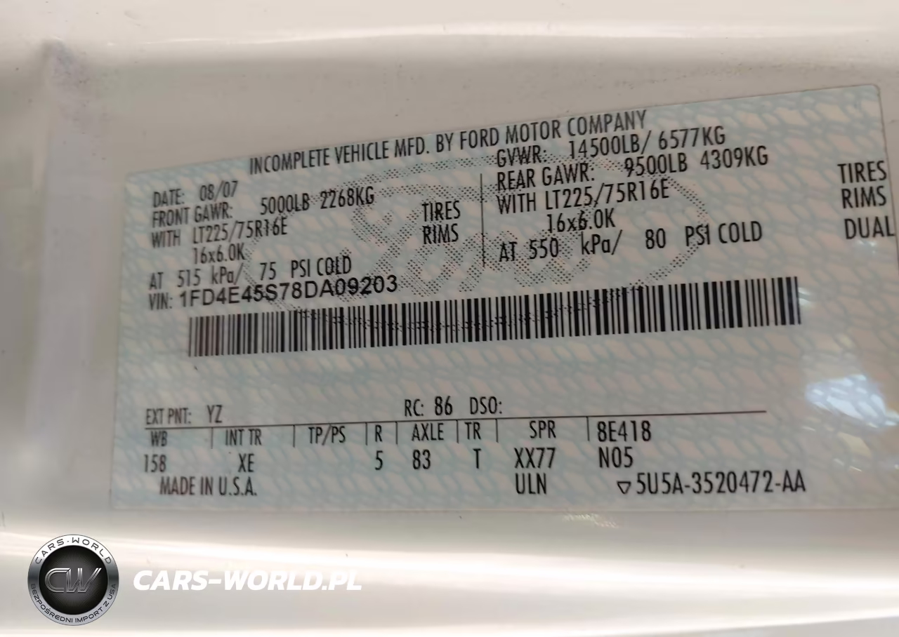2008 Ford E-450 Cutaway VIN:1FD4E45S78DA09203 - 8