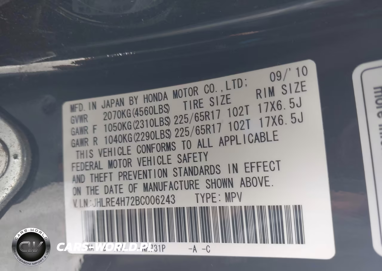 2011 Honda Cr-V Ex-L VIN:JHLRE4H72BC006243 - 9