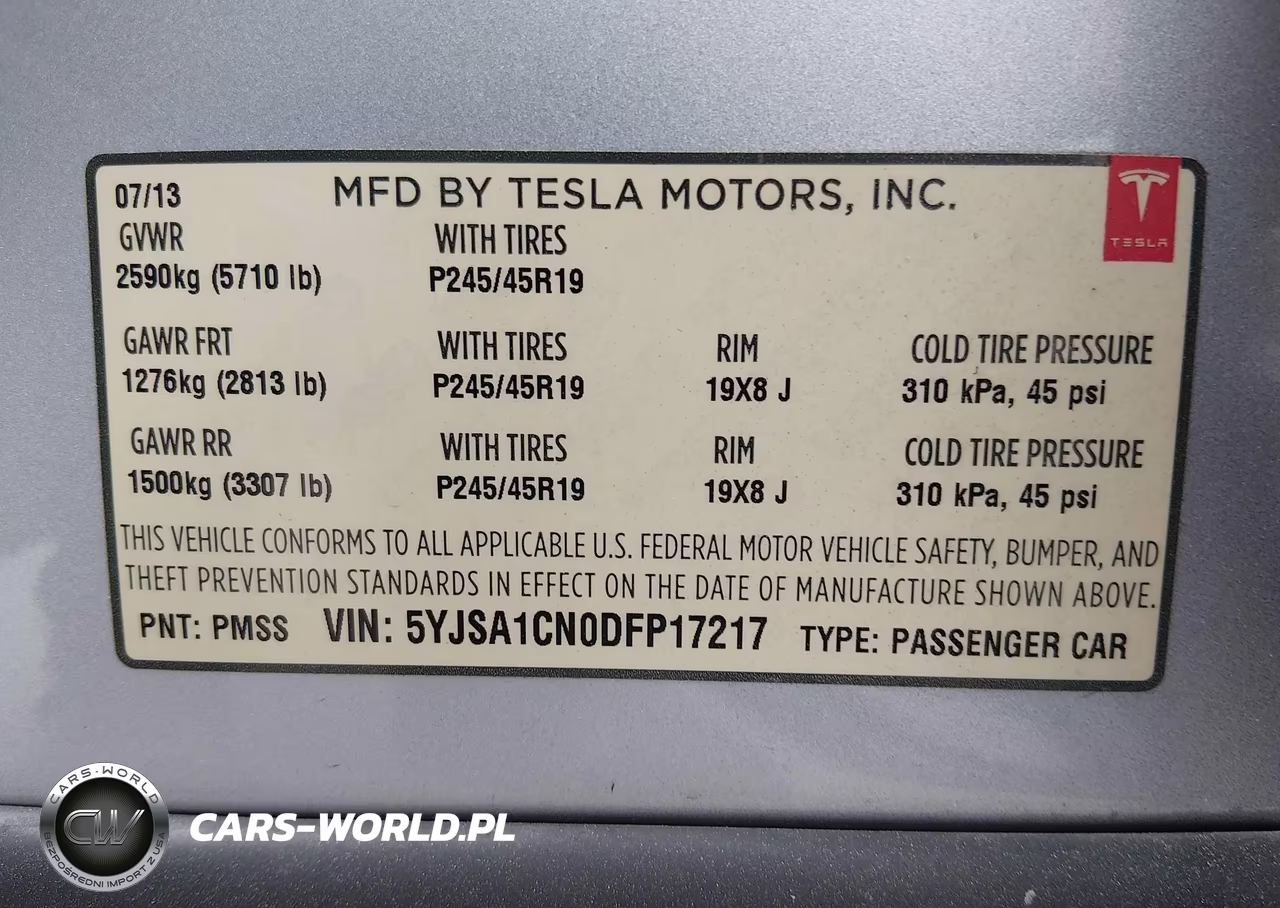 2013 Tesla Model S VIN:5YJSA1CN0DFP17217 - 9