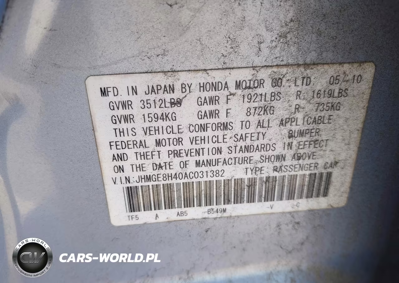 2010 Honda Fit Sport VIN:JHMGE8H40AC031382 - 9